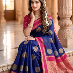 The Royal Sapphire & Rani Pink Banarasi Saree