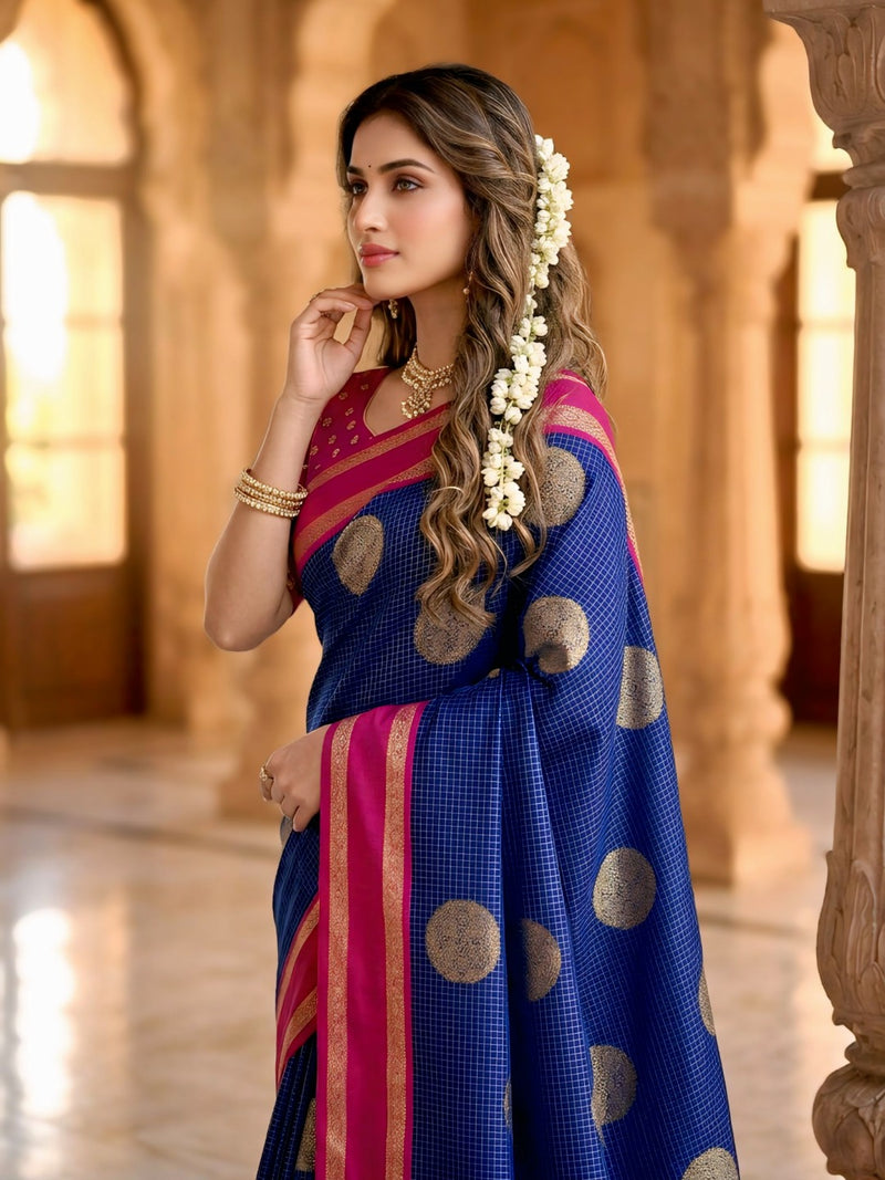 The Royal Sapphire & Rani Pink Banarasi Saree