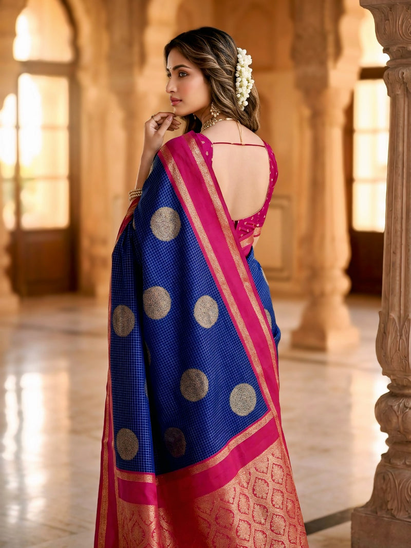 The Royal Sapphire & Rani Pink Banarasi Saree