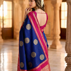 The Royal Sapphire & Rani Pink Banarasi Saree