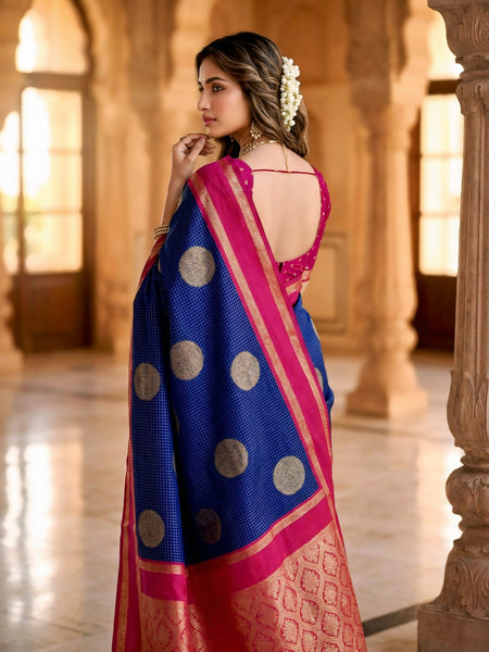 The Royal Sapphire & Rani Pink Banarasi Saree