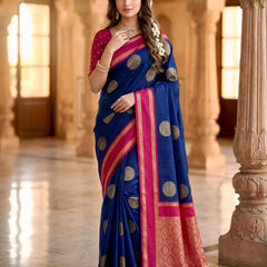 The Royal Sapphire & Rani Pink Banarasi Saree