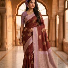The Crimson & Lilac Banarasi Saree