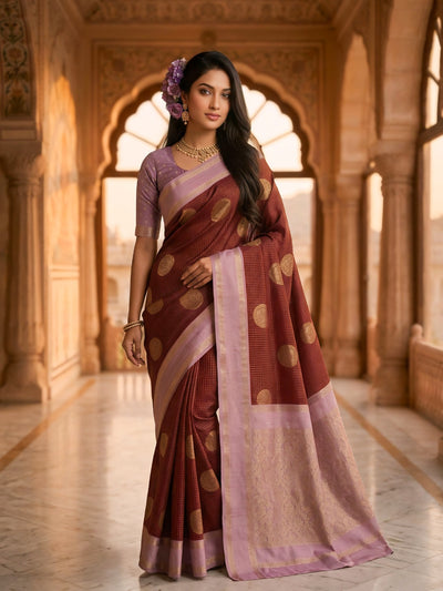 The Crimson & Lilac Banarasi Saree
