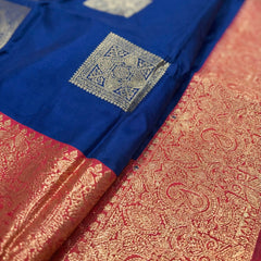 The Royal Blue & Crimson Banarasi Saree