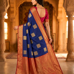 The Royal Blue & Crimson Banarasi Saree