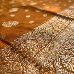 Orange Banarasi Silk Saree with Zari Butti & Designer Border