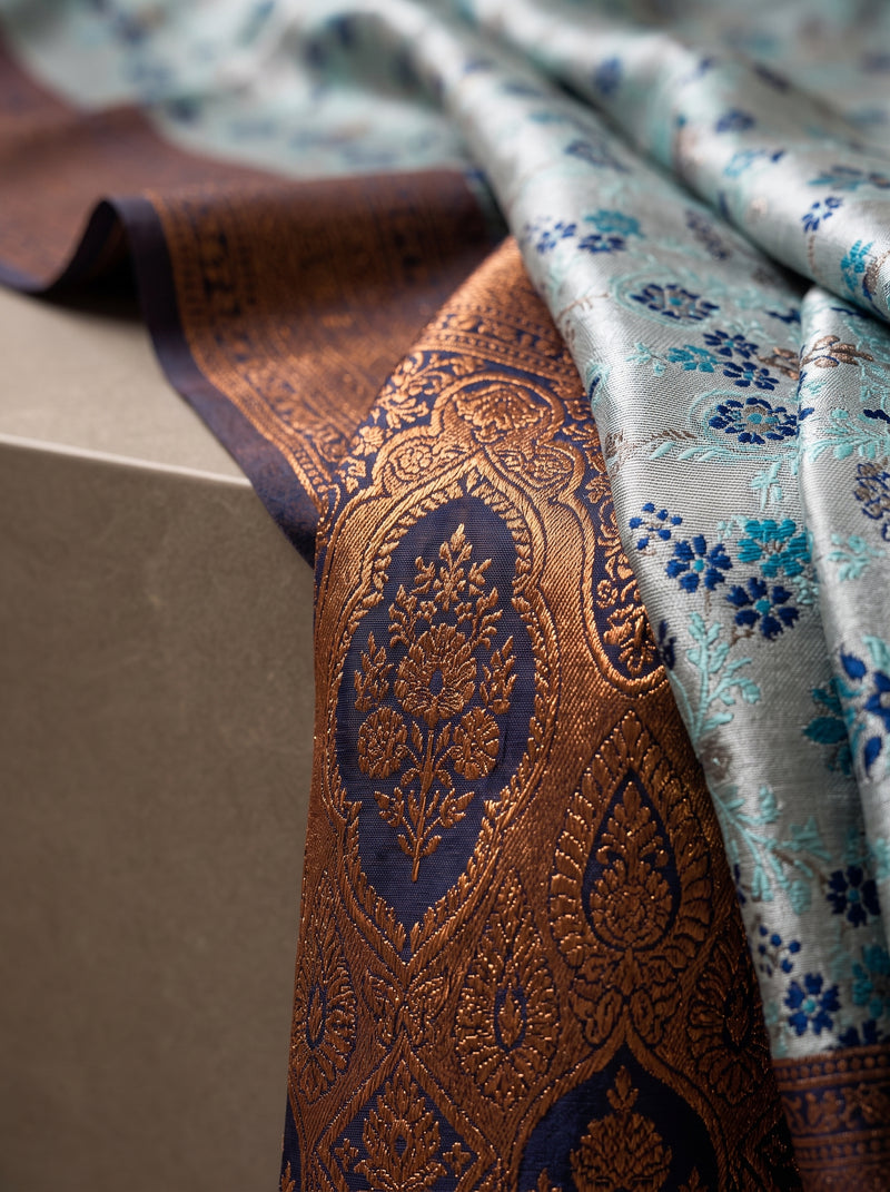 Teal Blue Art Silk Premium And Fancy Design Saree With Blouse For Women