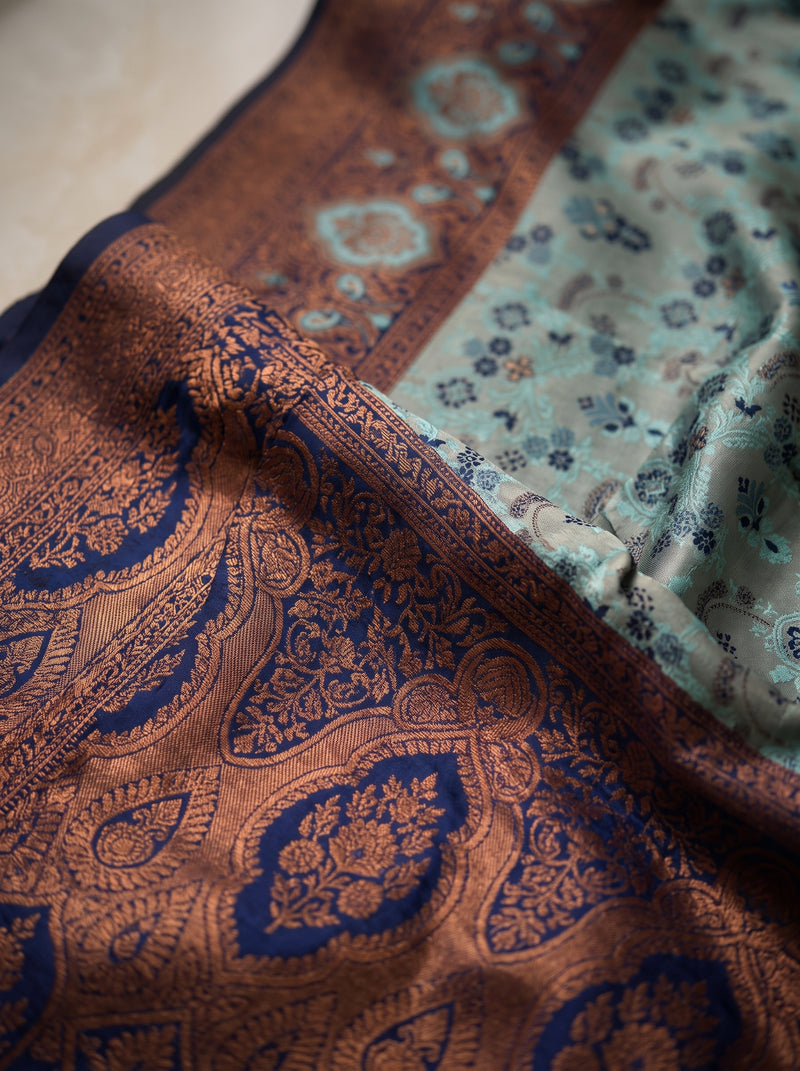 Teal Blue Art Silk Premium And Fancy Design Saree With Blouse For Women