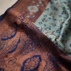 Teal Blue Art Silk Premium And Fancy Design Saree With Blouse For Women