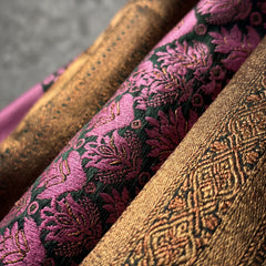 Magenta & Green Jacquard Woven Saree with Rich Copper Zari Border & Pallu