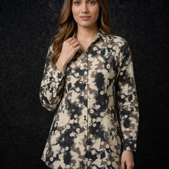 Abstract Floral Print Button-Down shirt