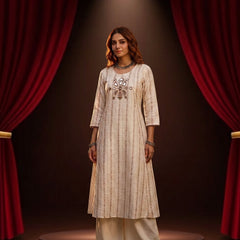 Ivory Mirror-Work Kurta with Palazzo Set