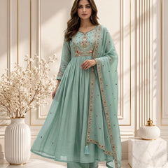 Mint Green Embroidered Anarkali Suit