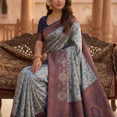 Teal Blue Art Silk Premium And Fancy Design Saree With Blouse For Women
