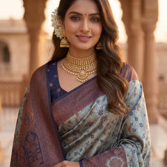 Teal Blue Art Silk Premium And Fancy Design Saree With Blouse For Women