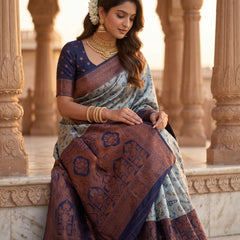 Teal Blue Art Silk Premium And Fancy Design Saree With Blouse For Women