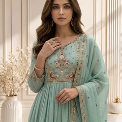 Mint Green Embroidered Anarkali Suit