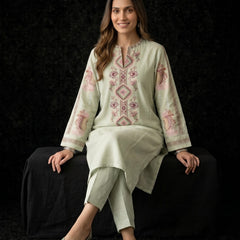 Sage Green Kurta with Geometric Floral