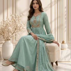 Mint Green Embroidered Anarkali Suit