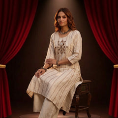 Ivory Mirror-Work Kurta with Palazzo Set
