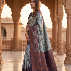 Teal Blue Art Silk Premium And Fancy Design Saree With Blouse For Women