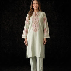 Sage Green Kurta with Geometric Floral
