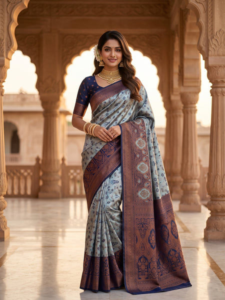 Teal Blue Art Silk Premium And Fancy Design Saree With Blouse For Women