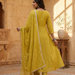 Mustard Yellow Anarkali Suit with Silver Beadwork