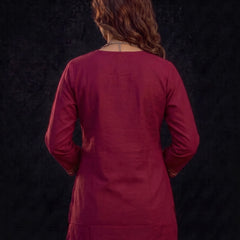 Maroon Kurta with Gold Embroidery and Tassel Tie