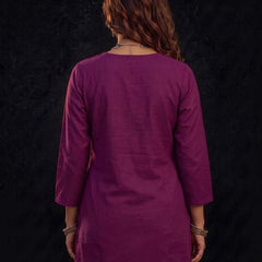 Magenta Kurta with Gold Embroidery and Tassel Tie