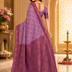 Purple Art Silk Premium And Fancy Design Saree With Blouse For Women
