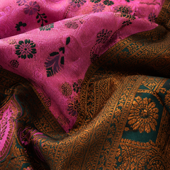 PinkAnd Green Art Silk Premium And Fancy Design Saree With Blouse For Women