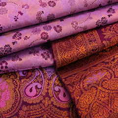 Women's Lavender Purple Jacquard Woven Saree with Rich Maroon & Antique Gold Zari Border and Designer Pallu