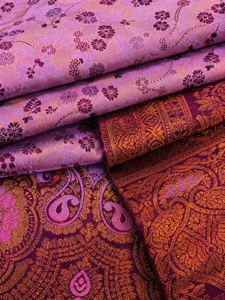 Women's Lavender Purple Jacquard Woven Saree with Rich Maroon & Antique Gold Zari Border and Designer Pallu