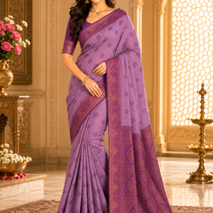 Purple Art Silk Premium And Fancy Design Saree With Blouse For Women