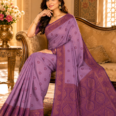 Purple Art Silk Premium And Fancy Design Saree With Blouse For Women