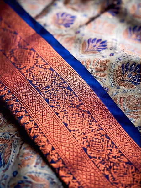 Navy Blue Art Silk Premium And Fancy Design Saree With Blouse For Women