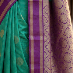 The Emerald Green & Violet Banarasi Saree