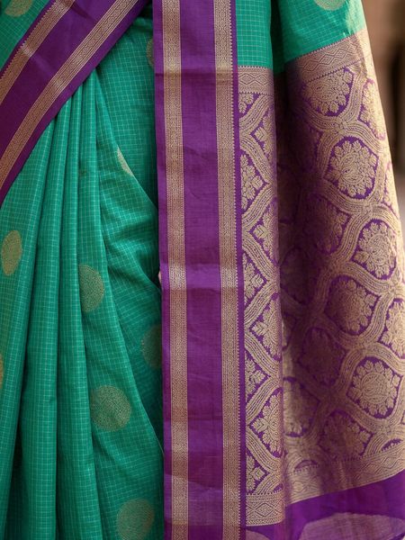 The Emerald Green & Violet Banarasi Saree