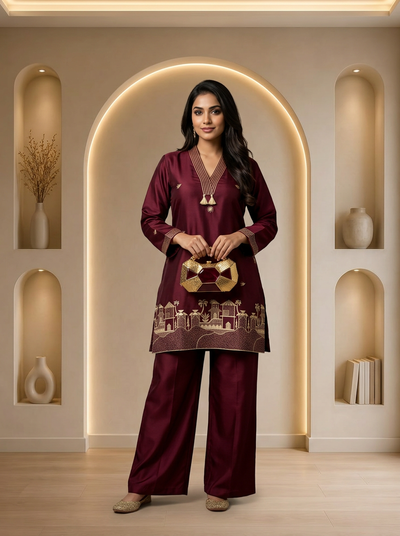 Royal Crimson Village Co-ord Set
