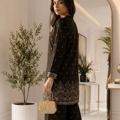 Black Border-Print Kurta Palazzo Co-ord Set